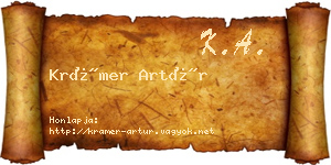 Krámer Artúr névjegykártya